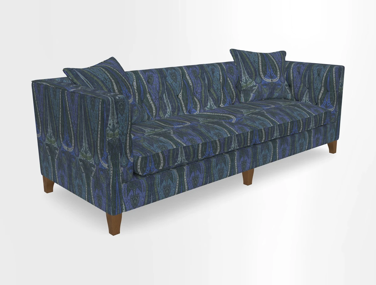 Haresfield 3 seater sofa in Whernside Spring Grass and Stockport Stripe Hunter 