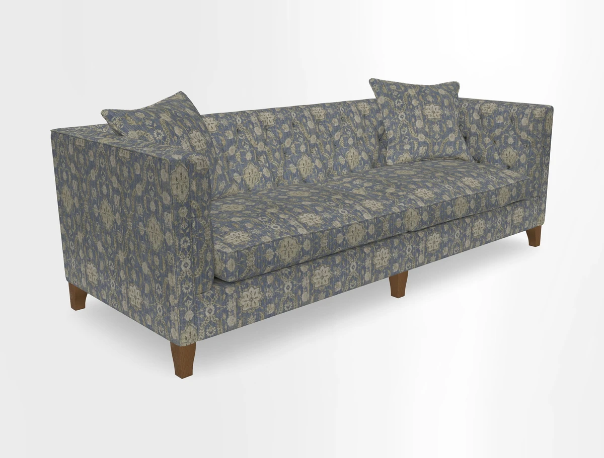 Haresfield 3 seater sofa in Whernside Spring Grass and Stockport Stripe Hunter 