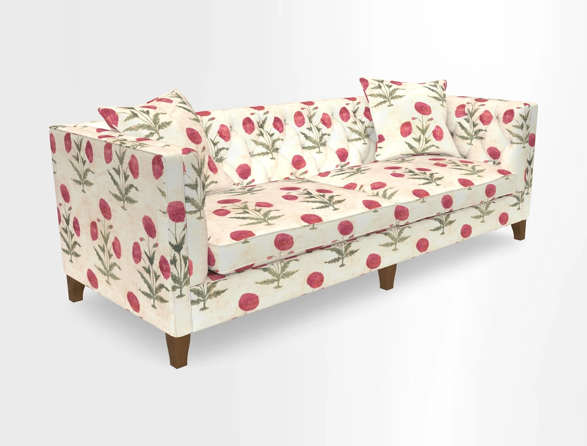 Haresfield 3 seater sofa in Whernside Spring Grass and Stockport Stripe Hunter 