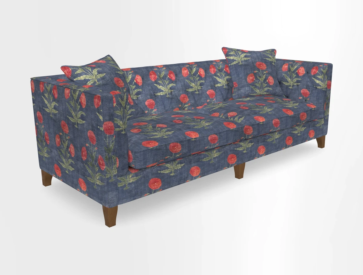 Haresfield 3 seater sofa in Whernside Spring Grass and Stockport Stripe Hunter 