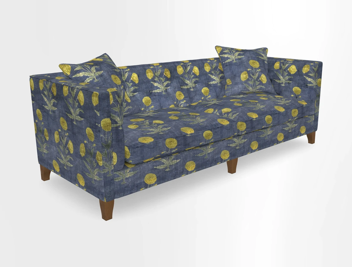 Haresfield 3 seater sofa in Whernside Spring Grass and Stockport Stripe Hunter 