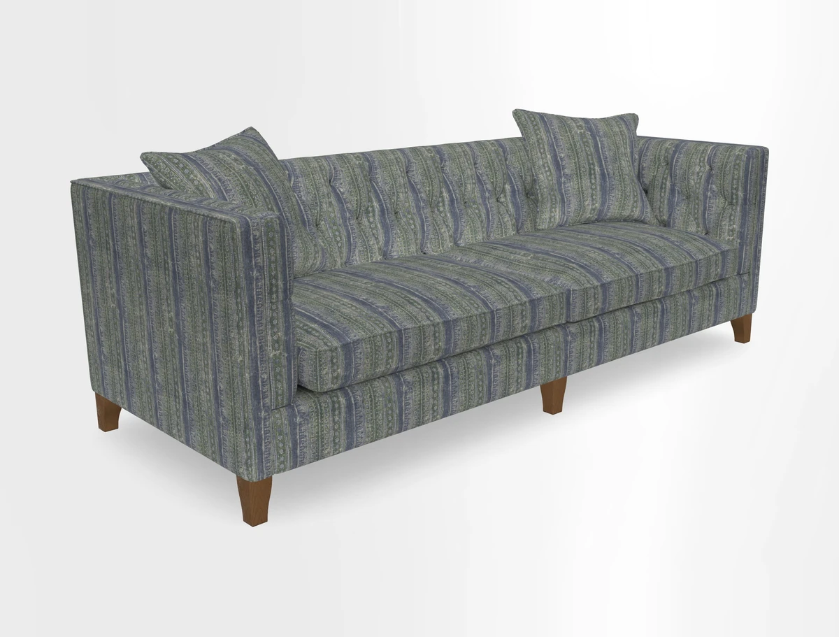 Haresfield 3 seater sofa in Whernside Spring Grass and Stockport Stripe Hunter 