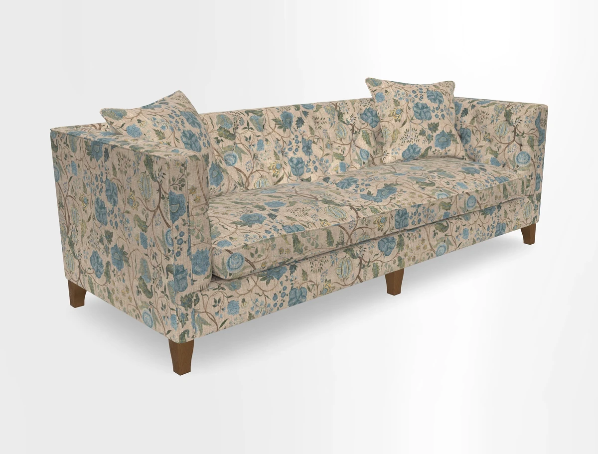 Haresfield 3 seater sofa in Whernside Spring Grass and Stockport Stripe Hunter 