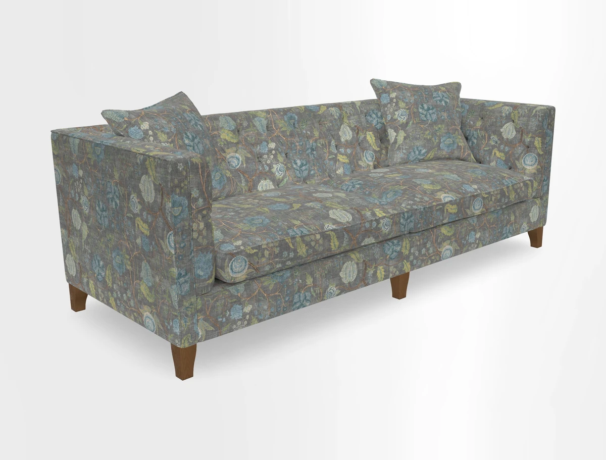 Haresfield 3 seater sofa in Whernside Spring Grass and Stockport Stripe Hunter 