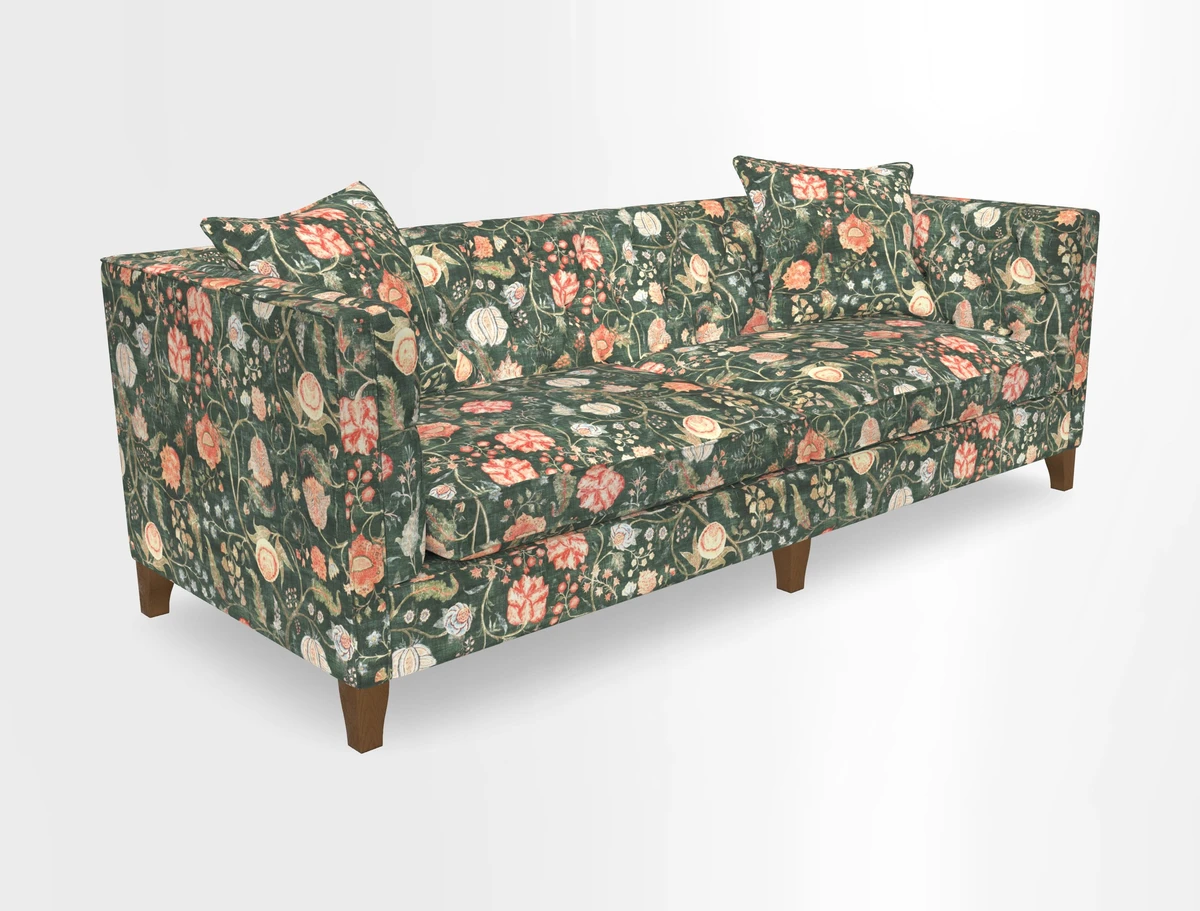Haresfield 3 seater sofa in Whernside Spring Grass and Stockport Stripe Hunter 