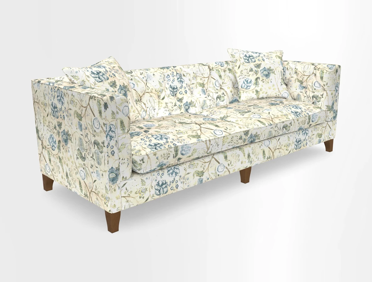 Haresfield 3 seater sofa in Whernside Spring Grass and Stockport Stripe Hunter 
