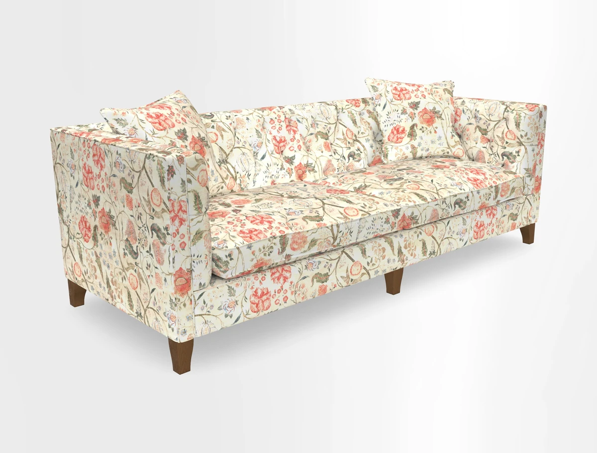 Haresfield 3 seater sofa in Whernside Spring Grass and Stockport Stripe Hunter 