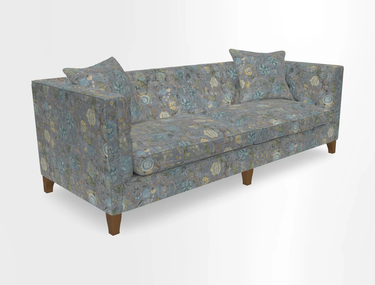 Haresfield 3 seater sofa in Whernside Spring Grass and Stockport Stripe Hunter 