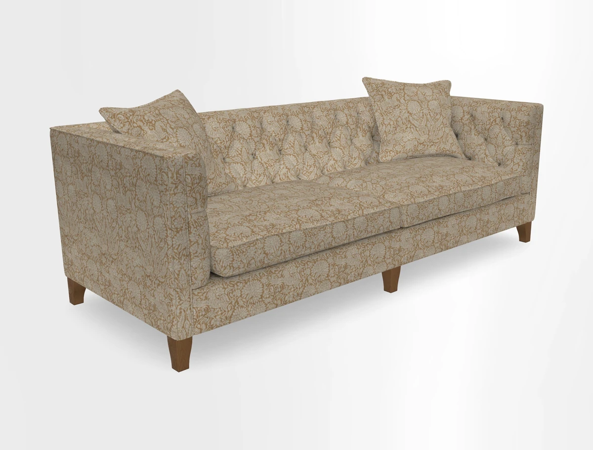 Haresfield 3 seater sofa in Whernside Spring Grass and Stockport Stripe Hunter 