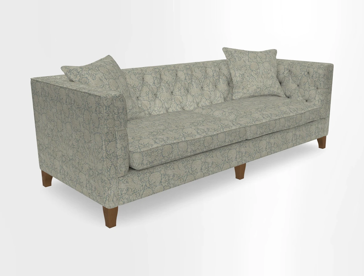Haresfield 3 seater sofa in Whernside Spring Grass and Stockport Stripe Hunter 