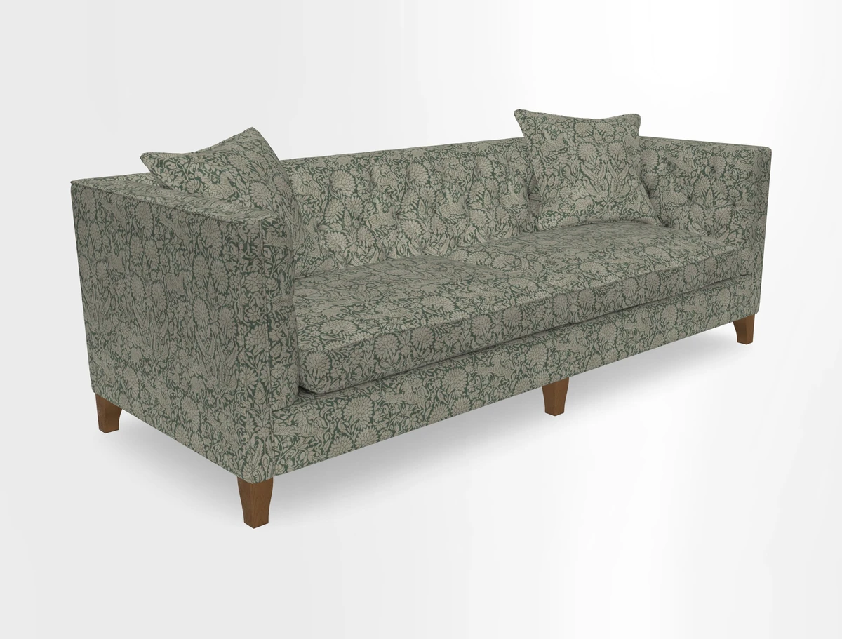 Haresfield 3 seater sofa in Whernside Spring Grass and Stockport Stripe Hunter 