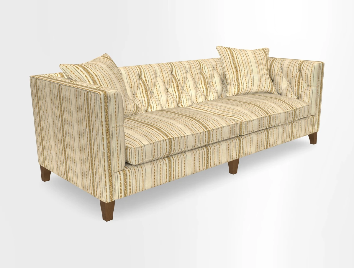 Haresfield 3 seater sofa in Whernside Spring Grass and Stockport Stripe Hunter 