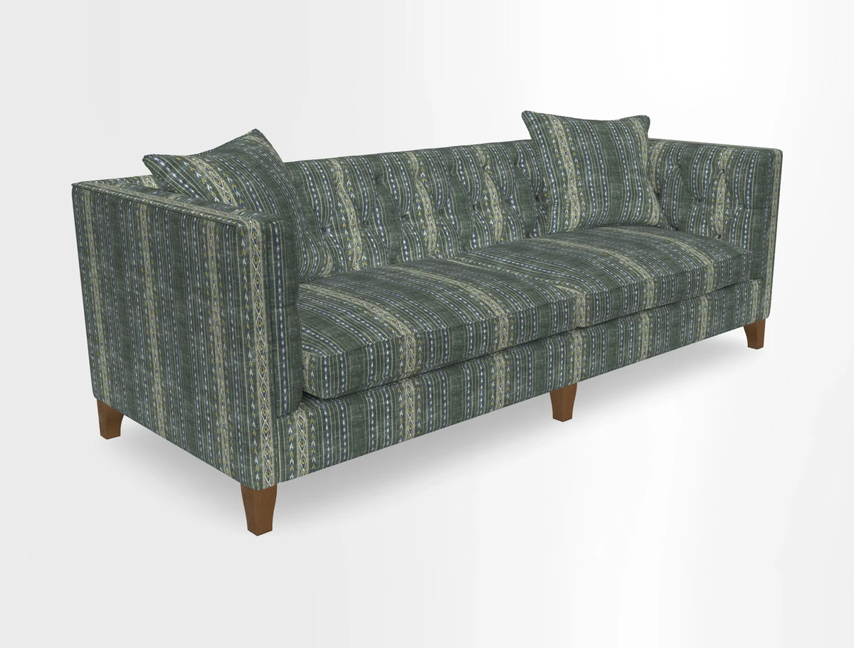 Haresfield 3 seater sofa in Whernside Spring Grass and Stockport Stripe Hunter 