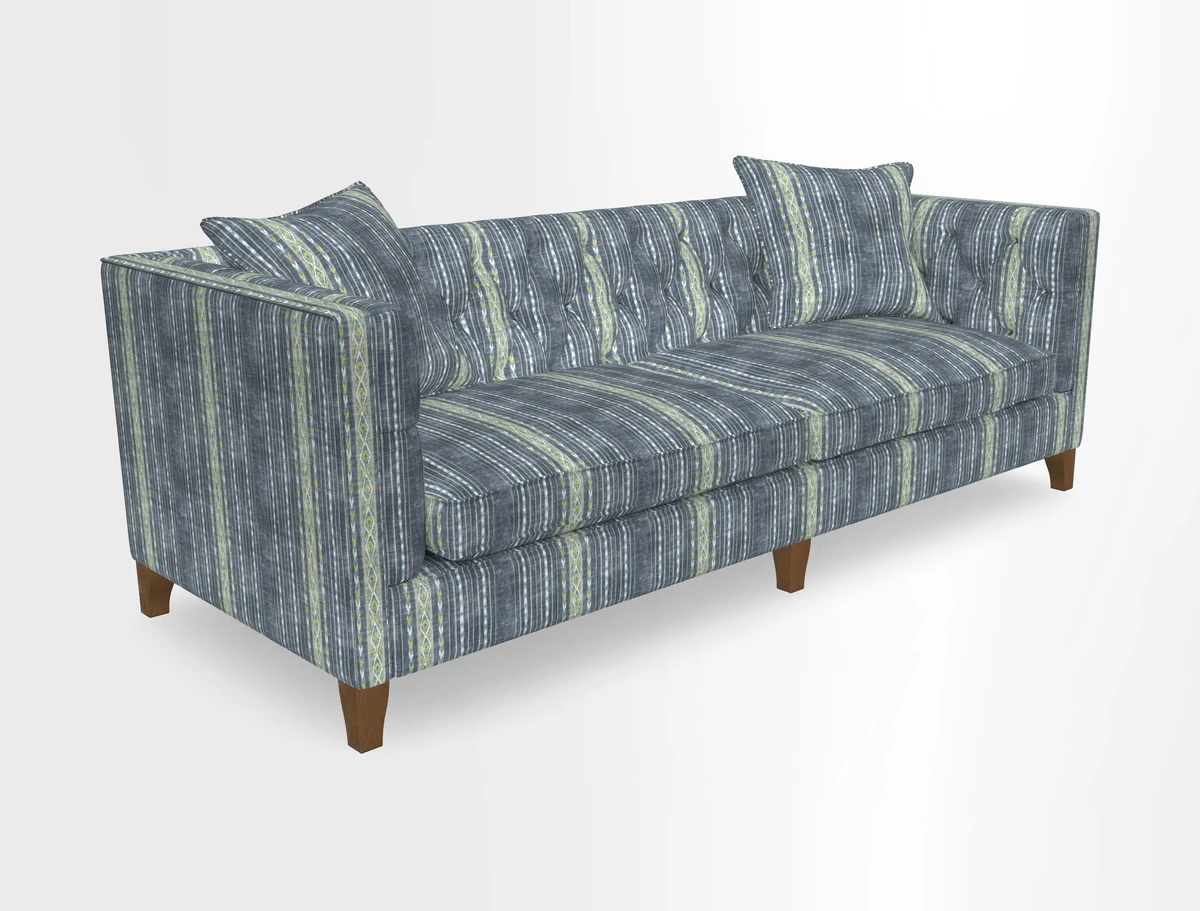 Haresfield 3 seater sofa in Whernside Spring Grass and Stockport Stripe Hunter 