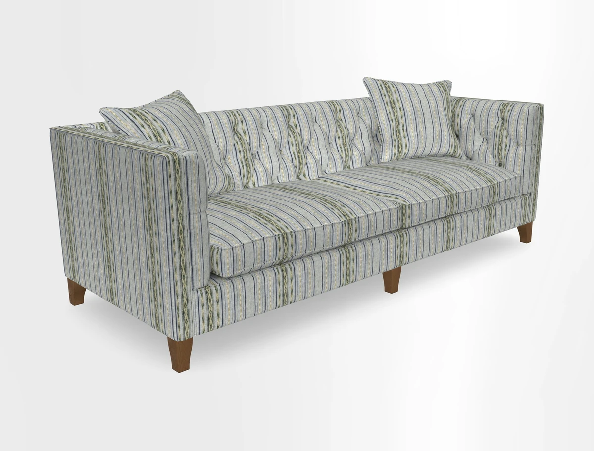Haresfield 3 seater sofa in Whernside Spring Grass and Stockport Stripe Hunter 
