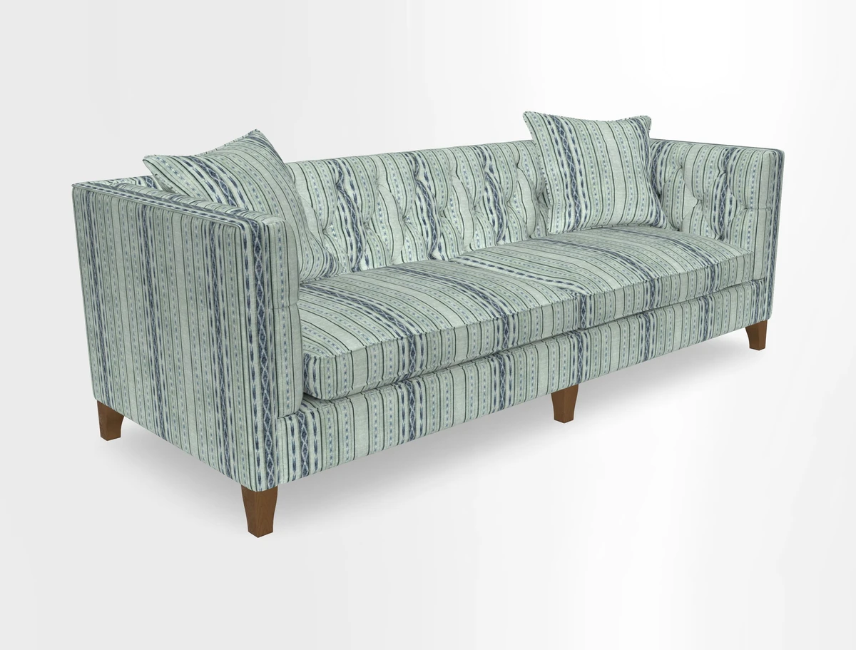 Haresfield 3 seater sofa in Whernside Spring Grass and Stockport Stripe Hunter 