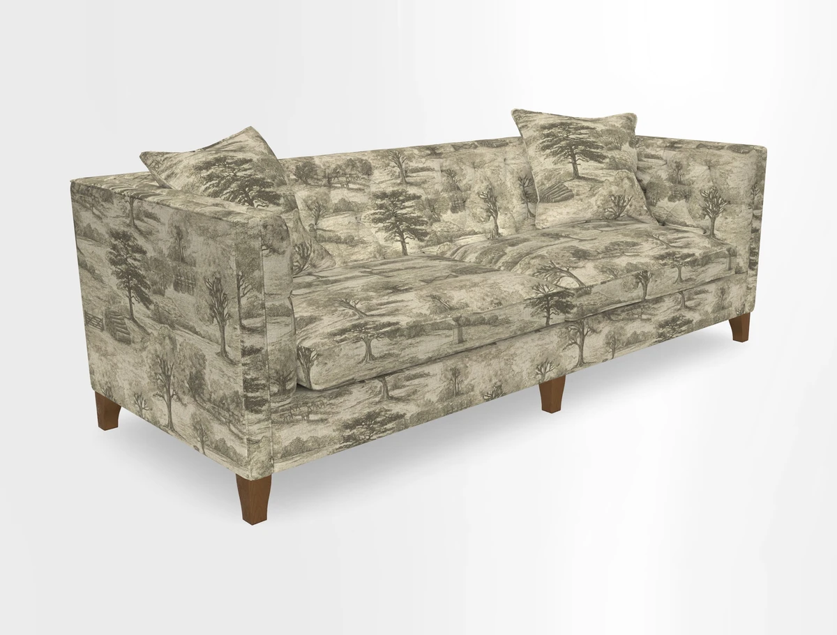 Haresfield 3 seater sofa in Whernside Spring Grass and Stockport Stripe Hunter 