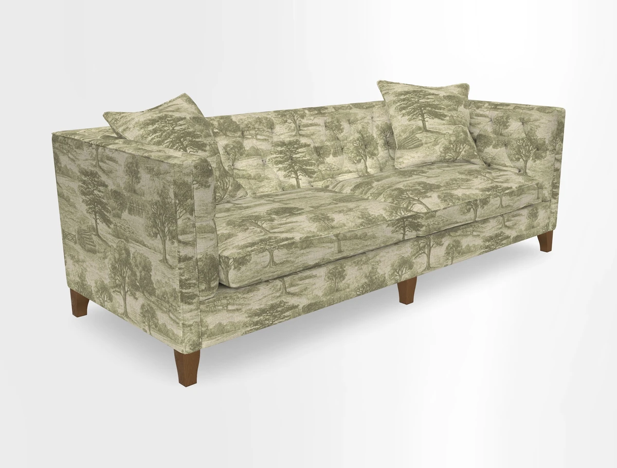Haresfield 3 seater sofa in Whernside Spring Grass and Stockport Stripe Hunter 