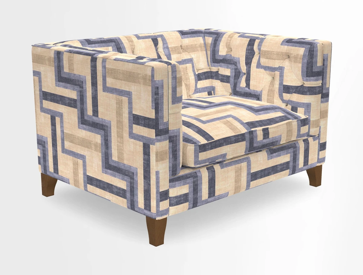 Haresfield Snuggler Dipped Arms in Mohair Lichen Seat Cushion in RHS Gertrude Jekyll Meadow Flower Olive and Scatters in RHS Gertrude Jekyll Folklore Olive