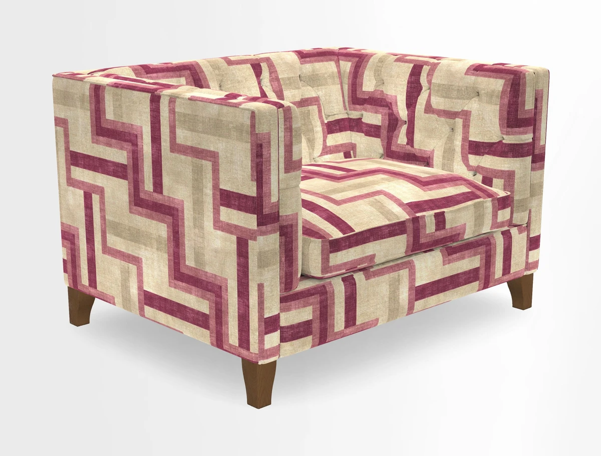 Haresfield Snuggler Dipped Arms in Mohair Lichen Seat Cushion in RHS Gertrude Jekyll Meadow Flower Olive and Scatters in RHS Gertrude Jekyll Folklore Olive