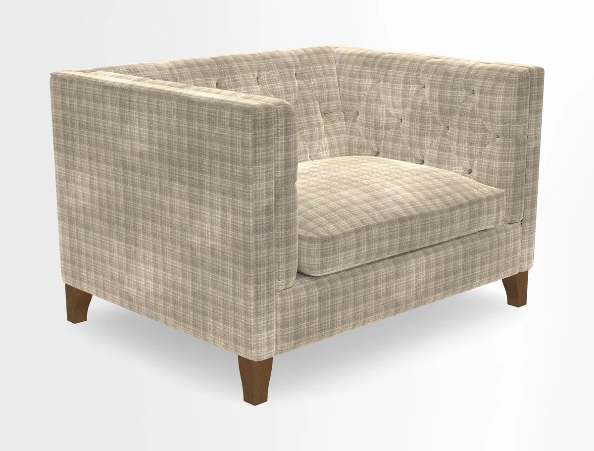 Haresfield Snuggler Dipped Arms in Mohair Lichen Seat Cushion in RHS Gertrude Jekyll Meadow Flower Olive and Scatters in RHS Gertrude Jekyll Folklore Olive