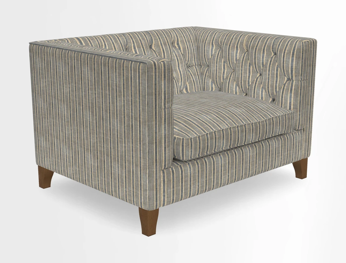 Haresfield Snuggler Dipped Arms in Mohair Lichen Seat Cushion in RHS Gertrude Jekyll Meadow Flower Olive and Scatters in RHS Gertrude Jekyll Folklore Olive