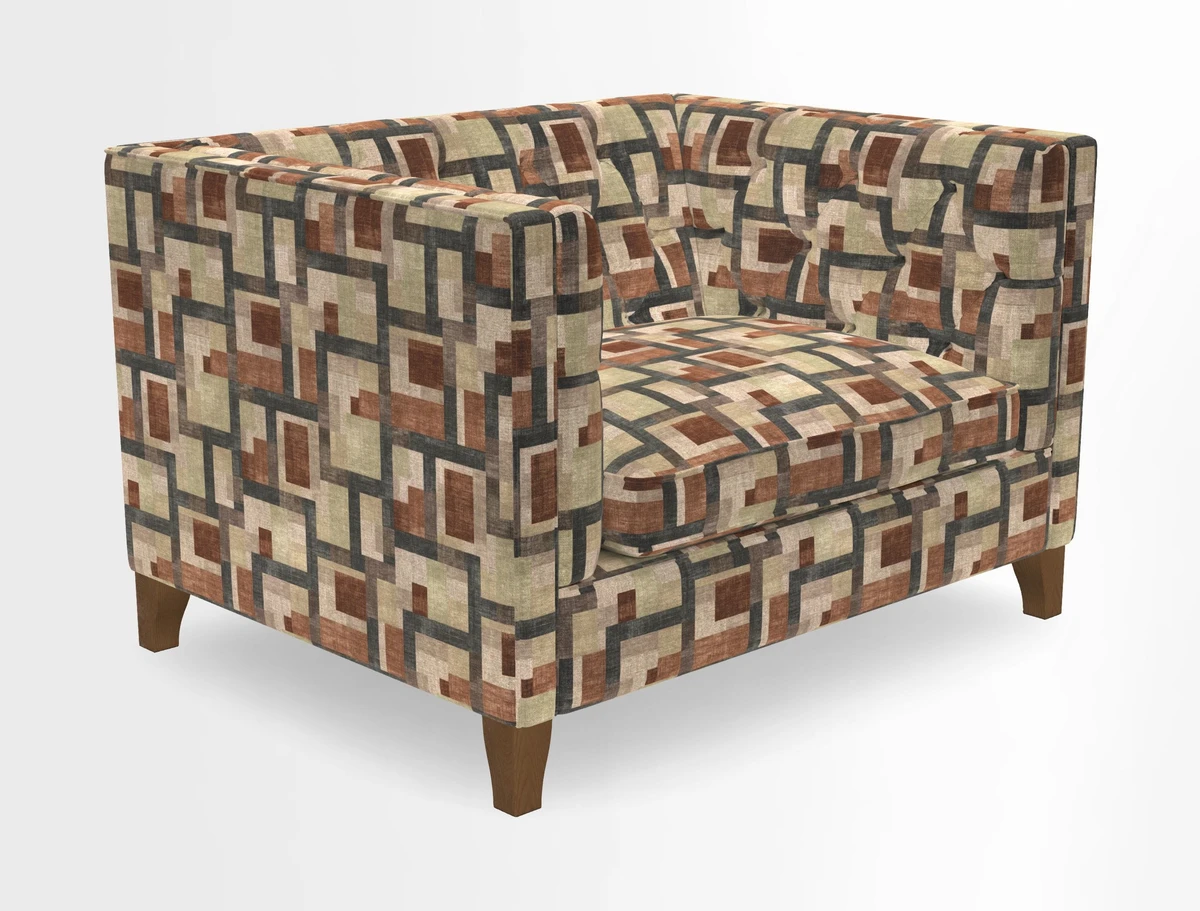 Haresfield Snuggler Dipped Arms in Mohair Lichen Seat Cushion in RHS Gertrude Jekyll Meadow Flower Olive and Scatters in RHS Gertrude Jekyll Folklore Olive