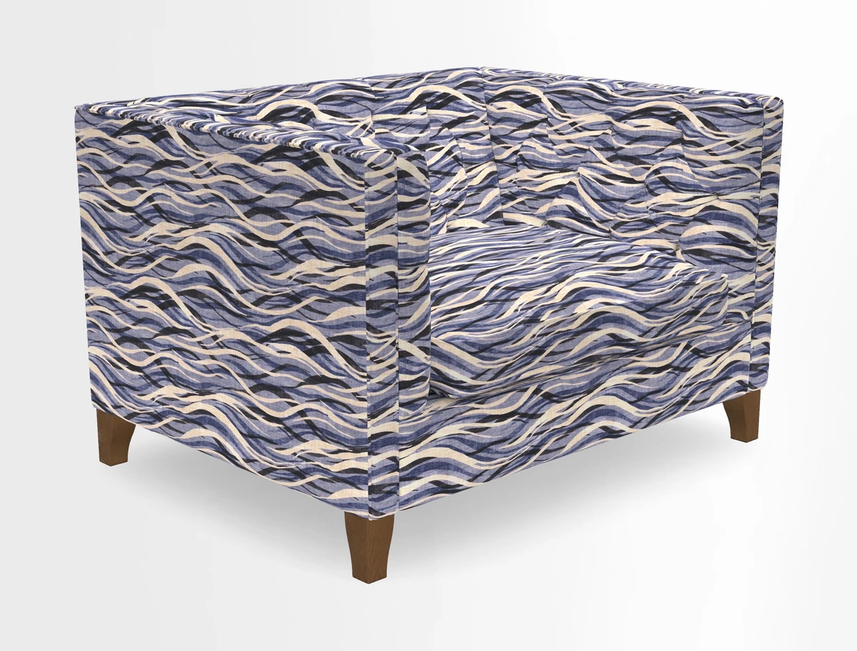 Haresfield Snuggler Dipped Arms in Mohair Lichen Seat Cushion in RHS Gertrude Jekyll Meadow Flower Olive and Scatters in RHS Gertrude Jekyll Folklore Olive