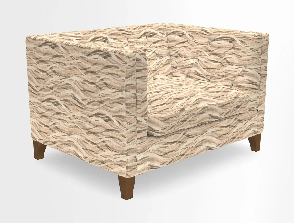 Haresfield Snuggler Dipped Arms in Mohair Lichen Seat Cushion in RHS Gertrude Jekyll Meadow Flower Olive and Scatters in RHS Gertrude Jekyll Folklore Olive