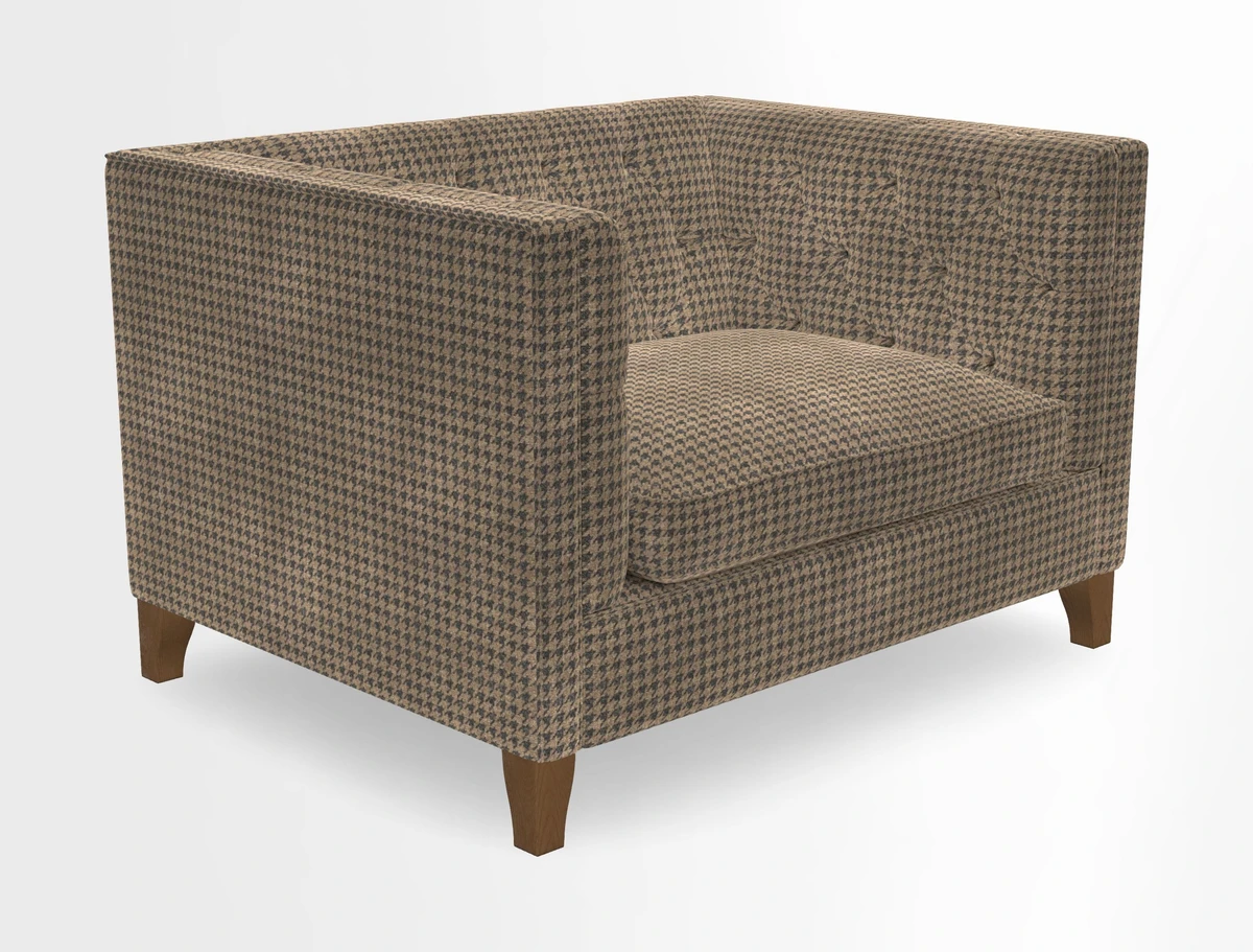 Haresfield Snuggler Dipped Arms in Mohair Lichen Seat Cushion in RHS Gertrude Jekyll Meadow Flower Olive and Scatters in RHS Gertrude Jekyll Folklore Olive