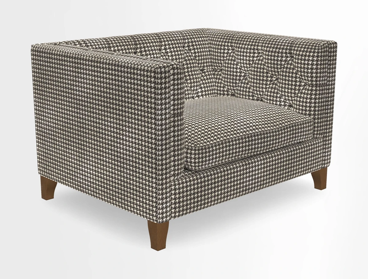 Haresfield Snuggler Dipped Arms in Mohair Lichen Seat Cushion in RHS Gertrude Jekyll Meadow Flower Olive and Scatters in RHS Gertrude Jekyll Folklore Olive
