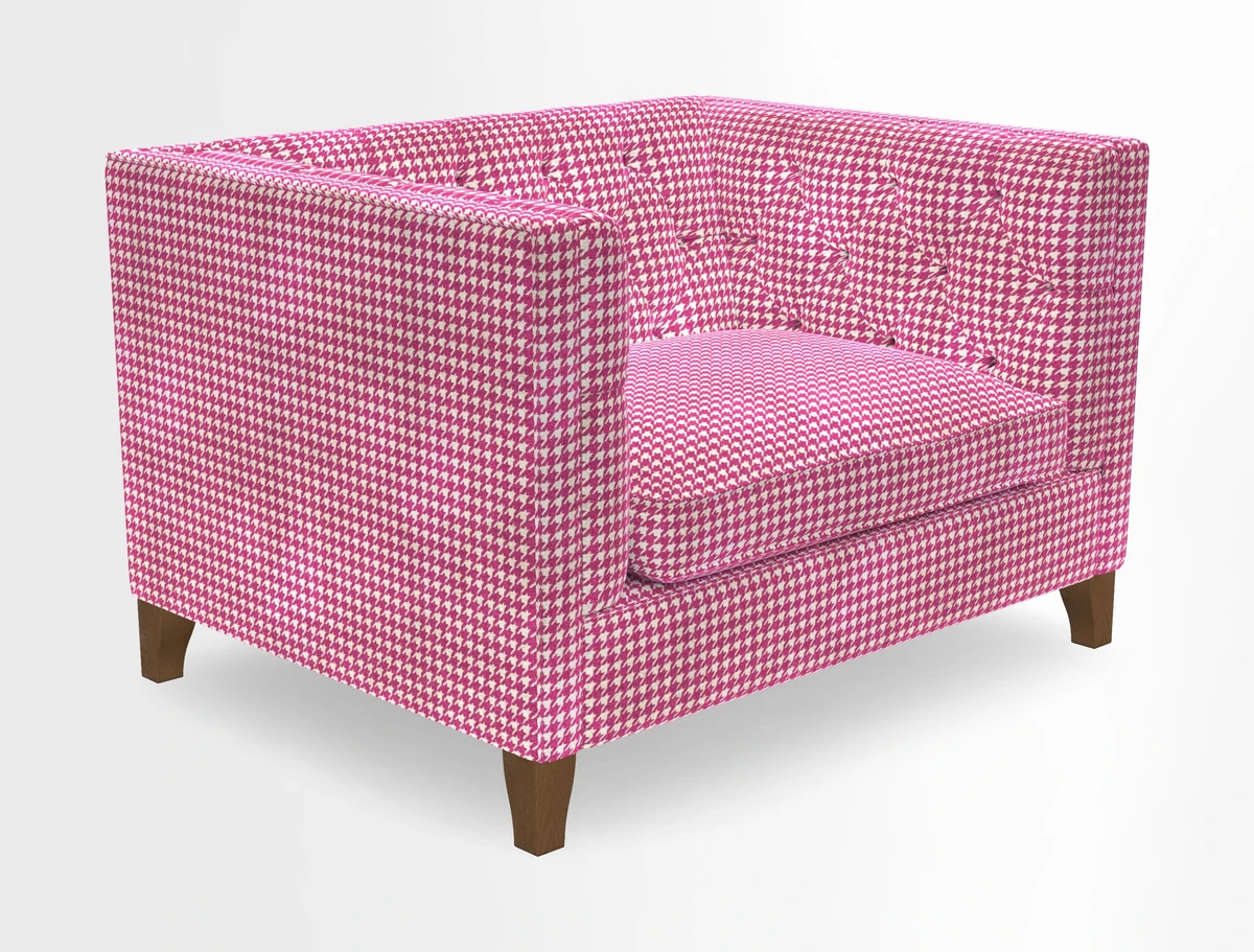 Haresfield Snuggler Dipped Arms in Mohair Lichen Seat Cushion in RHS Gertrude Jekyll Meadow Flower Olive and Scatters in RHS Gertrude Jekyll Folklore Olive