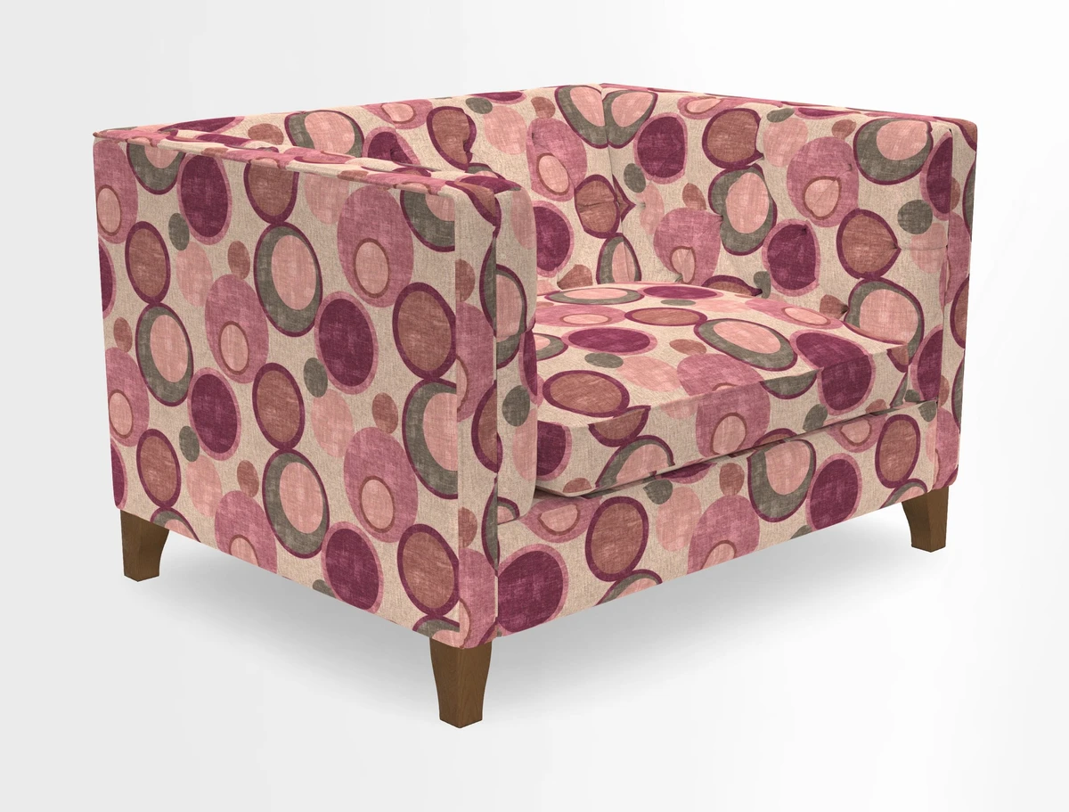 Haresfield Snuggler Dipped Arms in Mohair Lichen Seat Cushion in RHS Gertrude Jekyll Meadow Flower Olive and Scatters in RHS Gertrude Jekyll Folklore Olive