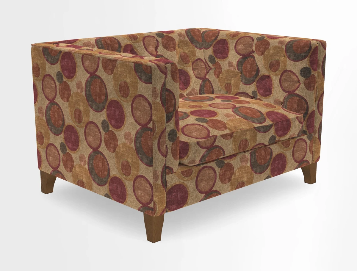 Haresfield Snuggler Dipped Arms in Mohair Lichen Seat Cushion in RHS Gertrude Jekyll Meadow Flower Olive and Scatters in RHS Gertrude Jekyll Folklore Olive