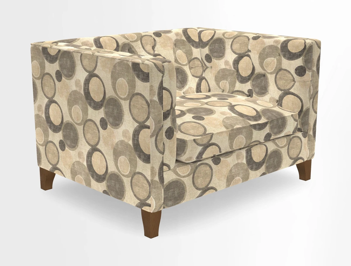 Haresfield Snuggler Dipped Arms in Mohair Lichen Seat Cushion in RHS Gertrude Jekyll Meadow Flower Olive and Scatters in RHS Gertrude Jekyll Folklore Olive