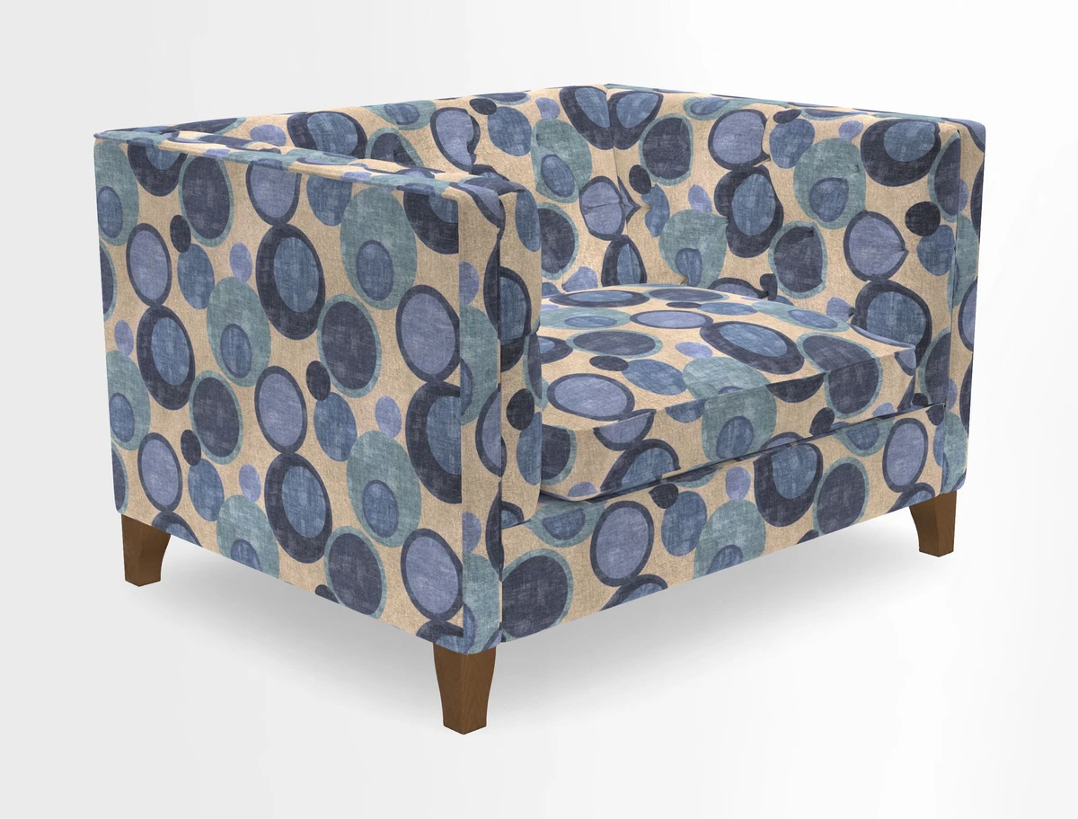 Haresfield Snuggler Dipped Arms in Mohair Lichen Seat Cushion in RHS Gertrude Jekyll Meadow Flower Olive and Scatters in RHS Gertrude Jekyll Folklore Olive