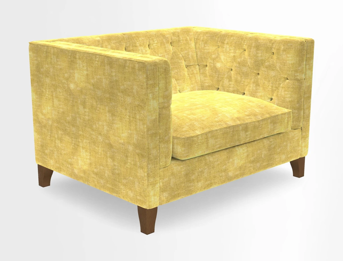 Haresfield Snuggler Dipped Arms in Mohair Lichen Seat Cushion in RHS Gertrude Jekyll Meadow Flower Olive and Scatters in RHS Gertrude Jekyll Folklore Olive
