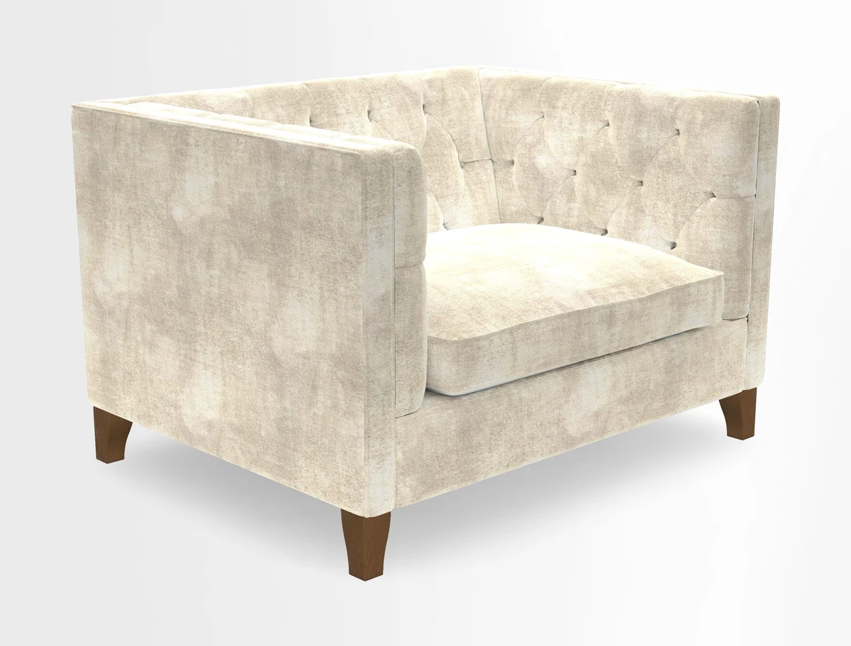 Haresfield Snuggler Dipped Arms in Mohair Lichen Seat Cushion in RHS Gertrude Jekyll Meadow Flower Olive and Scatters in RHS Gertrude Jekyll Folklore Olive