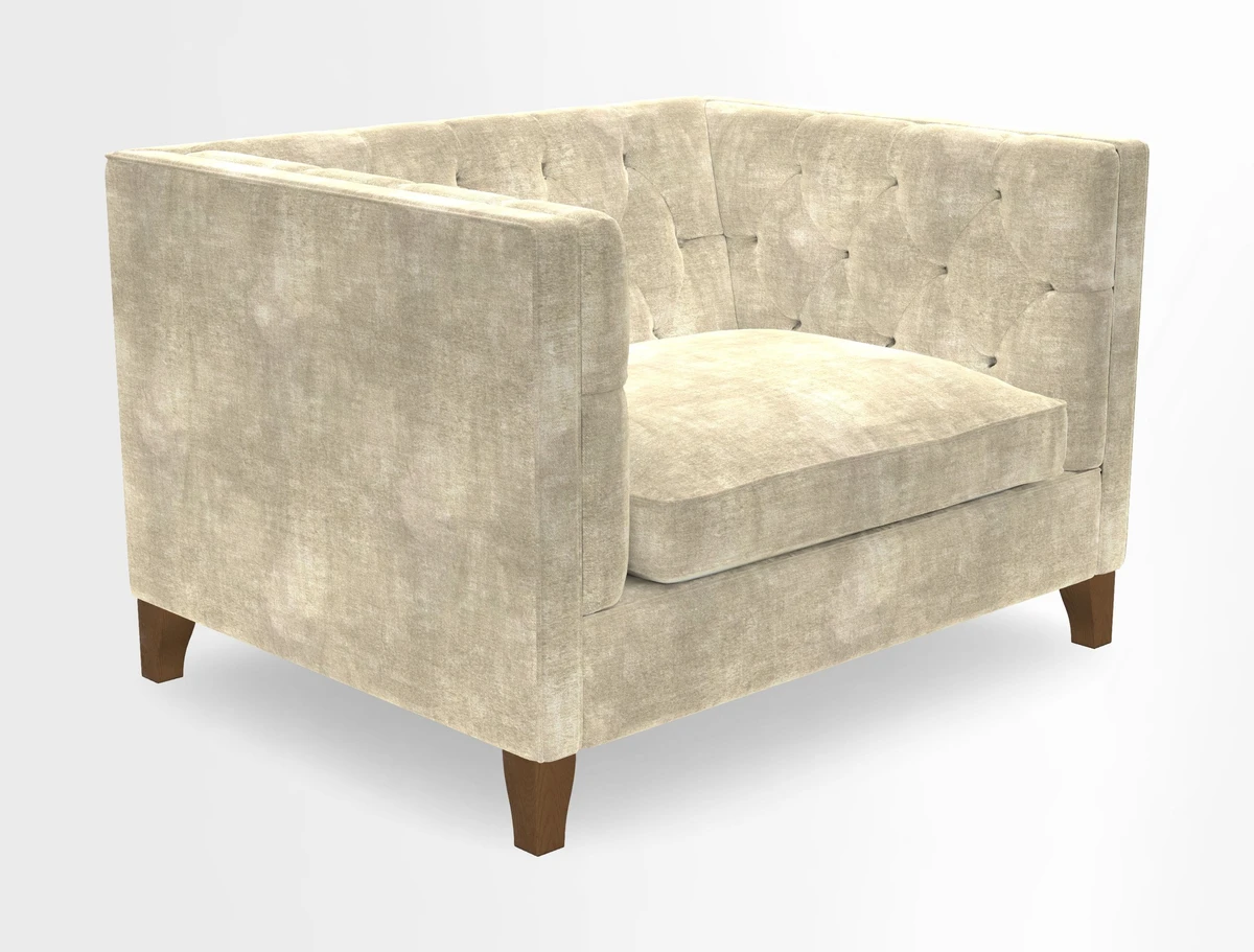 Haresfield Snuggler Dipped Arms in Mohair Lichen Seat Cushion in RHS Gertrude Jekyll Meadow Flower Olive and Scatters in RHS Gertrude Jekyll Folklore Olive
