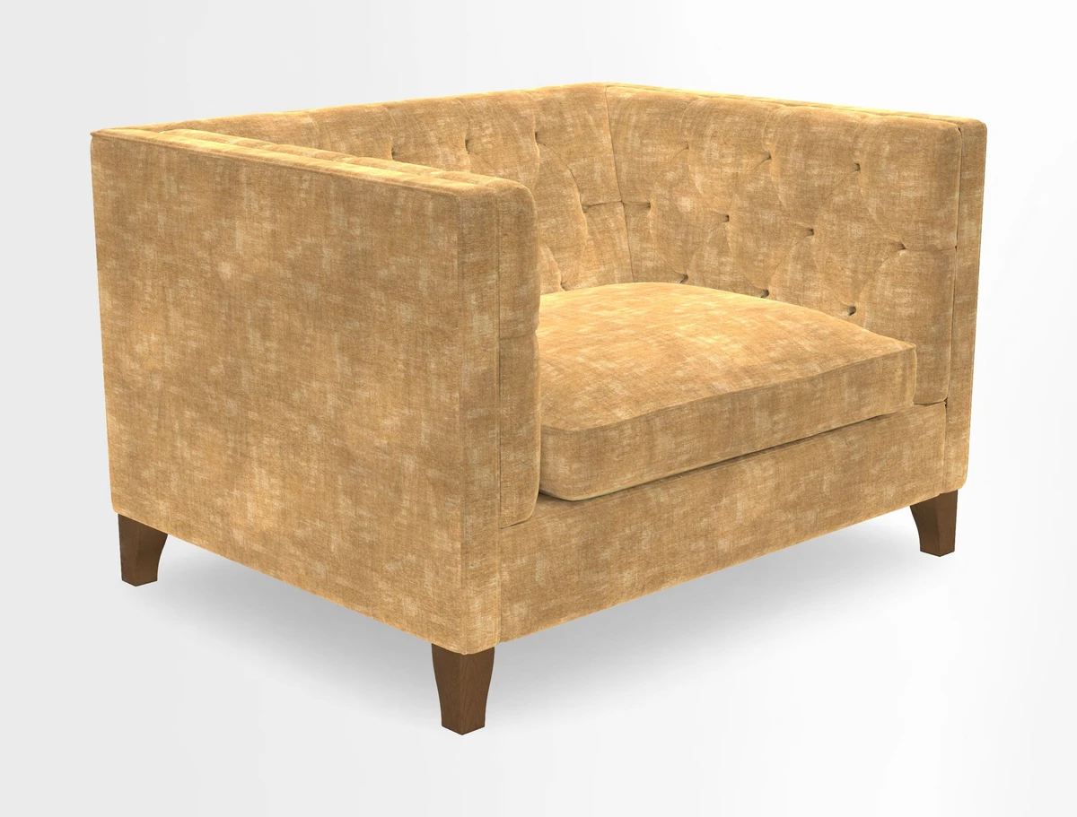 Haresfield Snuggler Dipped Arms in Mohair Lichen Seat Cushion in RHS Gertrude Jekyll Meadow Flower Olive and Scatters in RHS Gertrude Jekyll Folklore Olive
