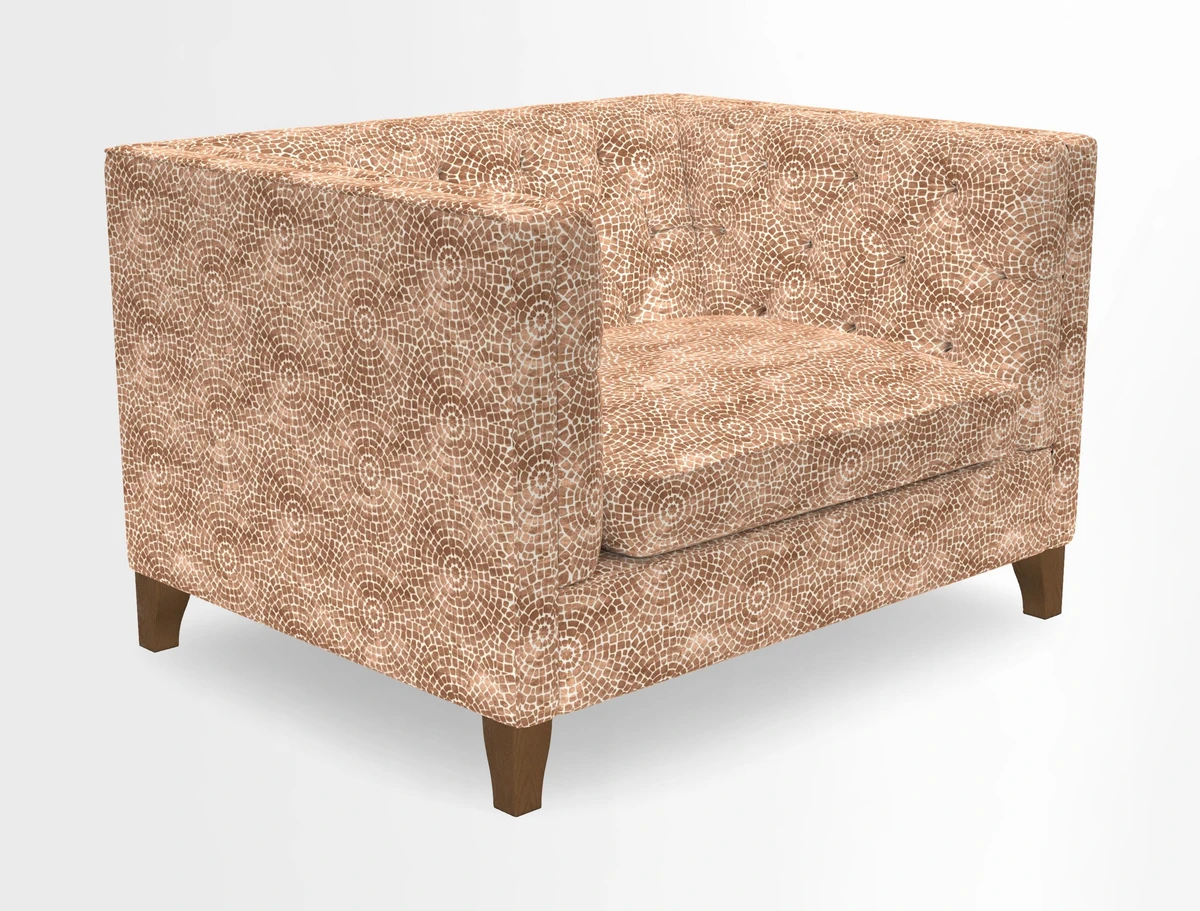 Haresfield Snuggler Dipped Arms in Mohair Lichen Seat Cushion in RHS Gertrude Jekyll Meadow Flower Olive and Scatters in RHS Gertrude Jekyll Folklore Olive