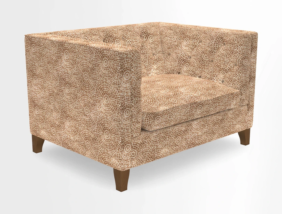 Haresfield Snuggler Dipped Arms in Mohair Lichen Seat Cushion in RHS Gertrude Jekyll Meadow Flower Olive and Scatters in RHS Gertrude Jekyll Folklore Olive