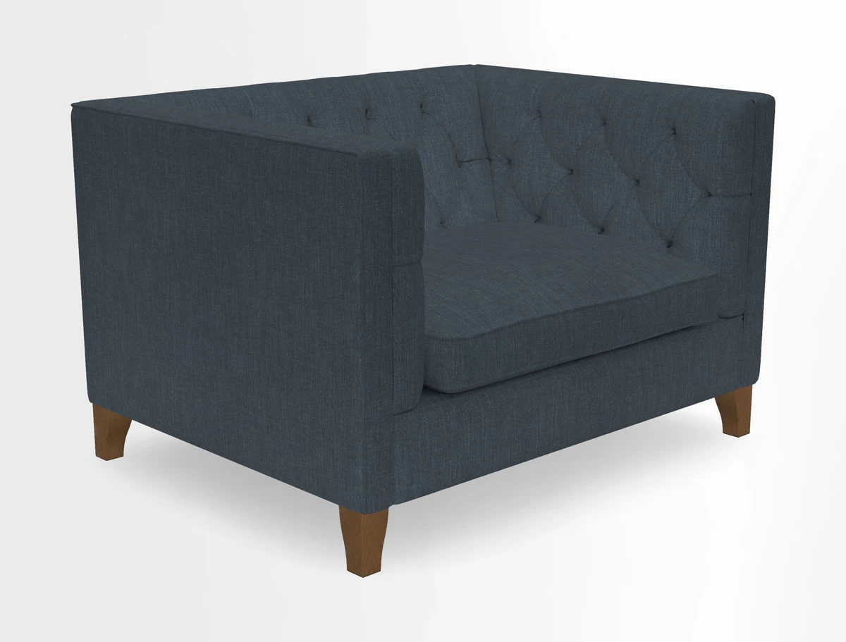 Haresfield Snuggler Dipped Arms in Mohair Lichen Seat Cushion in RHS Gertrude Jekyll Meadow Flower Olive and Scatters in RHS Gertrude Jekyll Folklore Olive