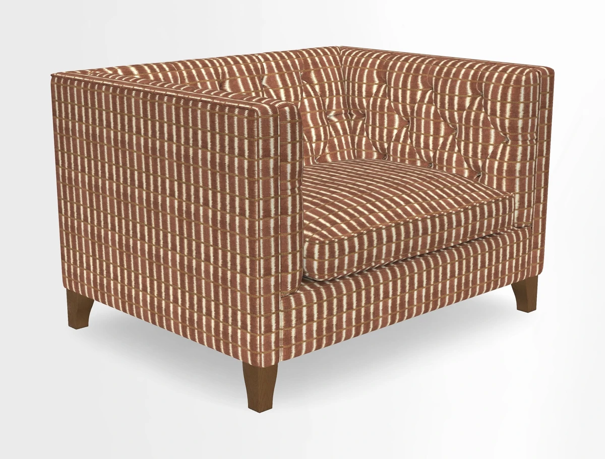 Haresfield Snuggler Dipped Arms in Mohair Lichen Seat Cushion in RHS Gertrude Jekyll Meadow Flower Olive and Scatters in RHS Gertrude Jekyll Folklore Olive