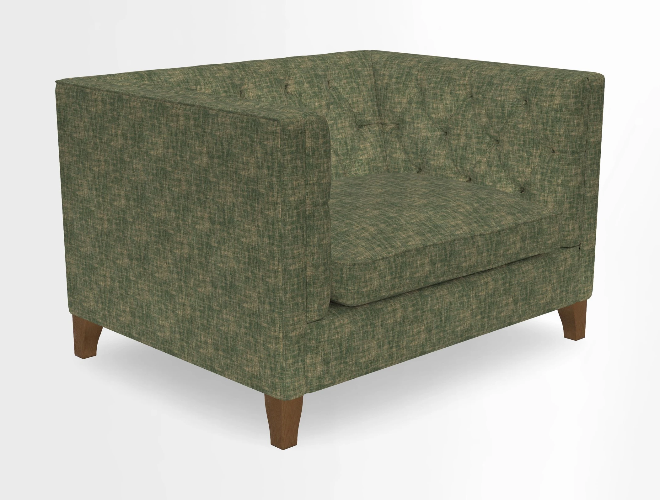 Haresfield Snuggler Dipped Arms in Mohair Lichen Seat Cushion in RHS Gertrude Jekyll Meadow Flower Olive and Scatters in RHS Gertrude Jekyll Folklore Olive