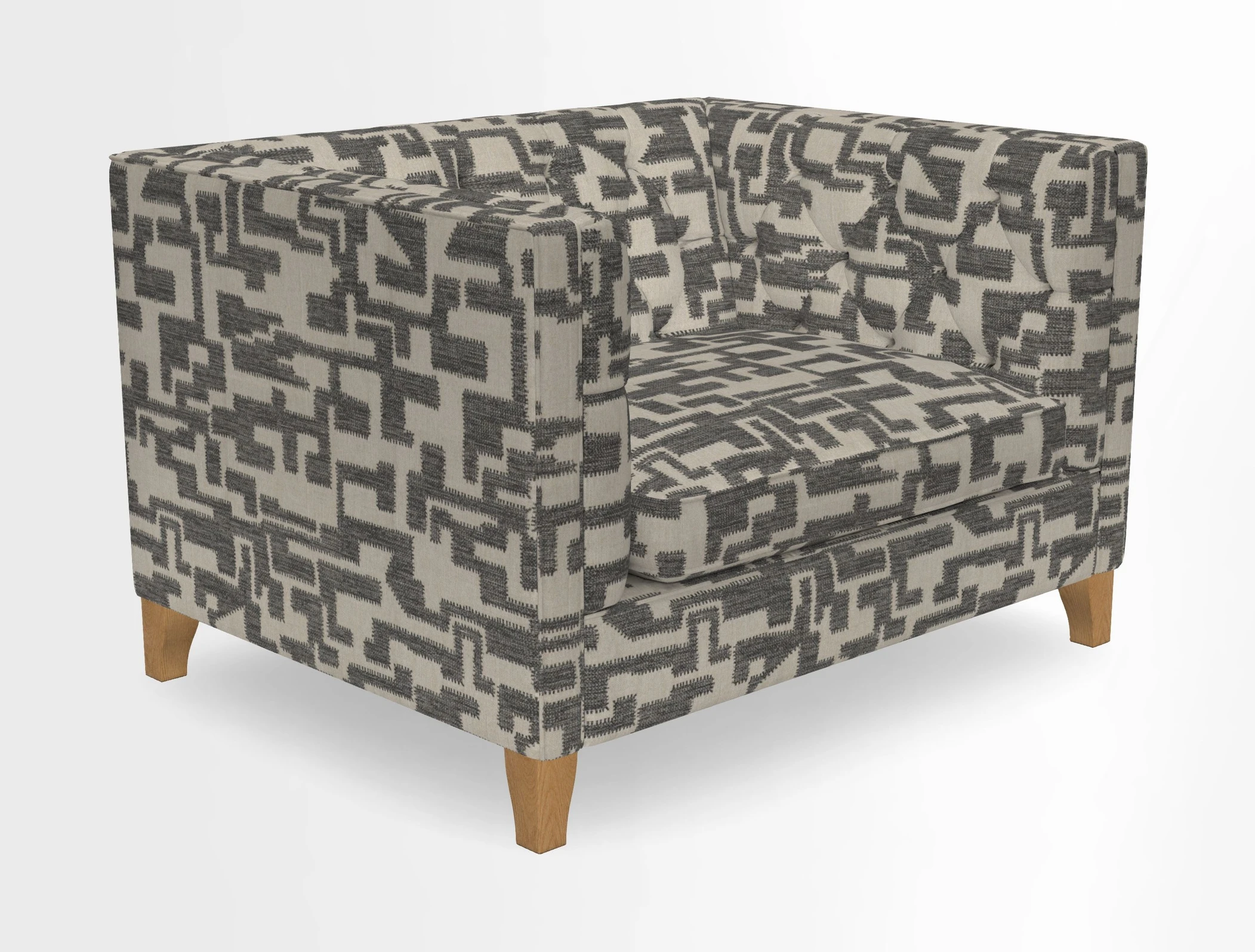 Haresfield Snuggler Dipped Arms in Mohair Lichen Seat Cushion in RHS Gertrude Jekyll Meadow Flower Olive and Scatters in RHS Gertrude Jekyll Folklore Olive