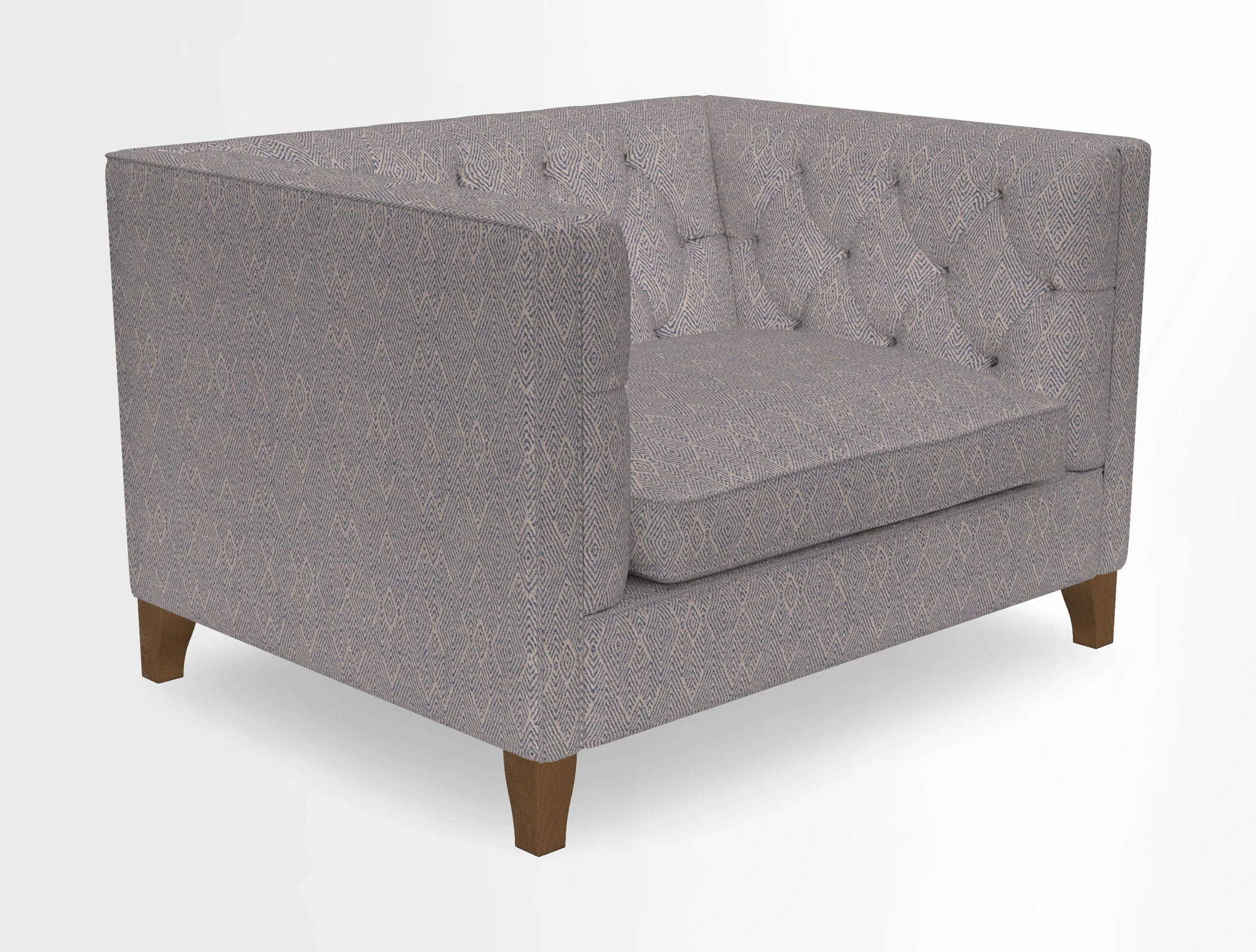 Haresfield Snuggler Dipped Arms in Mohair Lichen Seat Cushion in RHS Gertrude Jekyll Meadow Flower Olive and Scatters in RHS Gertrude Jekyll Folklore Olive