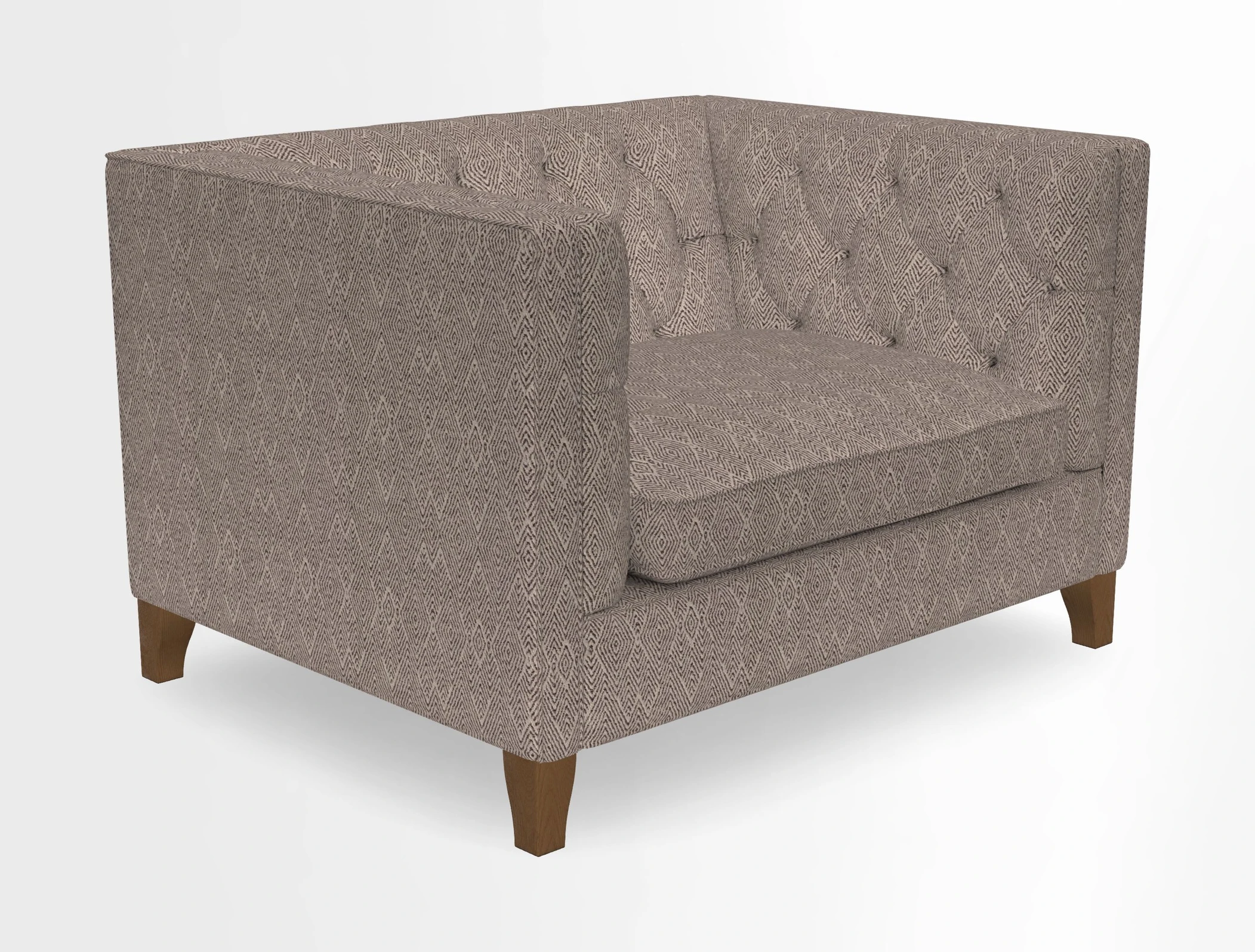 Haresfield Snuggler Dipped Arms in Mohair Lichen Seat Cushion in RHS Gertrude Jekyll Meadow Flower Olive and Scatters in RHS Gertrude Jekyll Folklore Olive