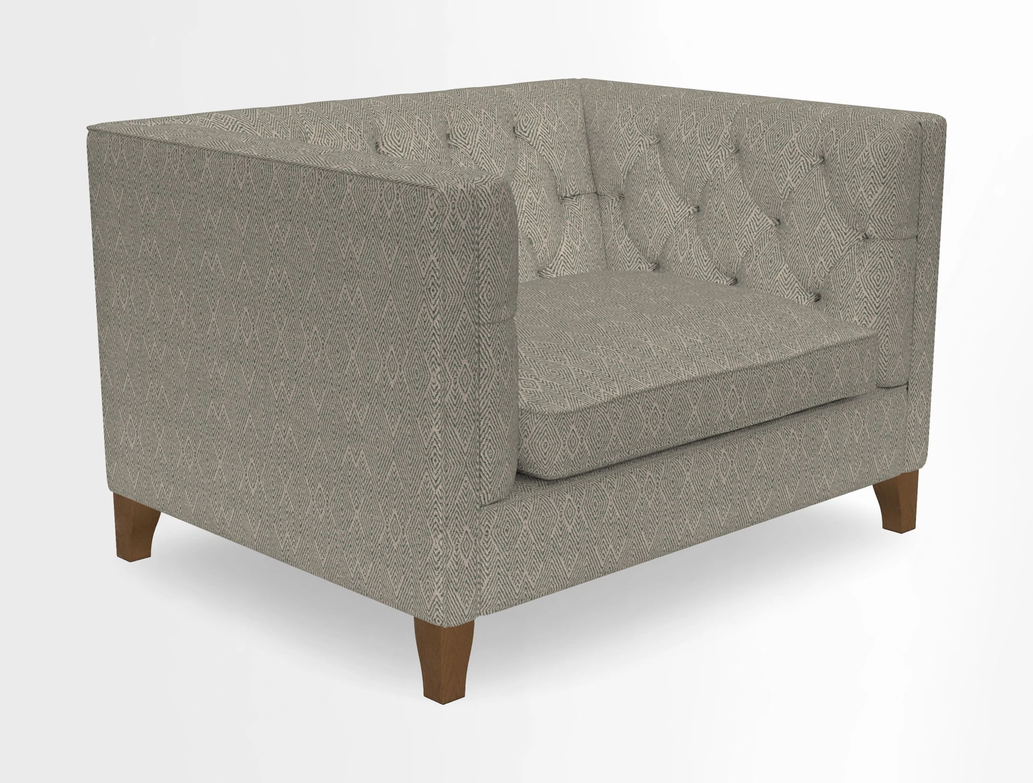 Haresfield Snuggler Dipped Arms in Mohair Lichen Seat Cushion in RHS Gertrude Jekyll Meadow Flower Olive and Scatters in RHS Gertrude Jekyll Folklore Olive