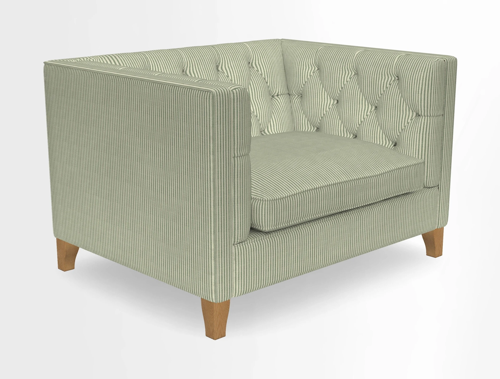 Haresfield Snuggler Dipped Arms in Mohair Lichen Seat Cushion in RHS Gertrude Jekyll Meadow Flower Olive and Scatters in RHS Gertrude Jekyll Folklore Olive